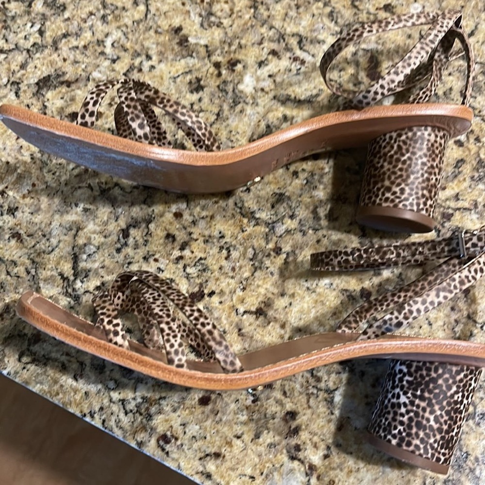 Leopard Block Heel Sandals